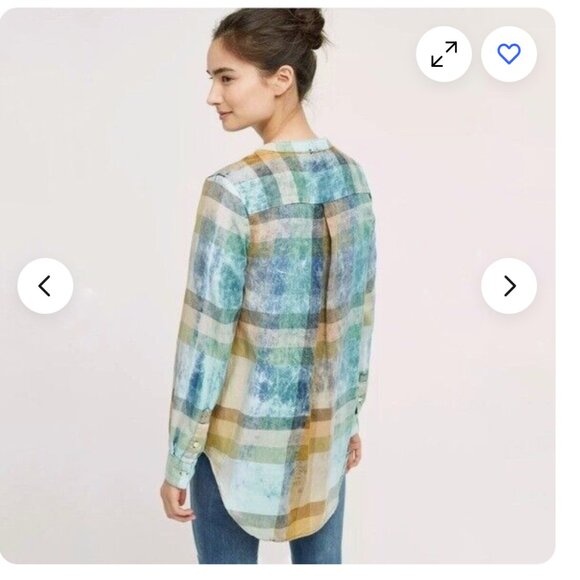 Anthropologie Isabella Sinclair Ruffled Plaid Henley Tunic Size Medium - Picture 5 of 6